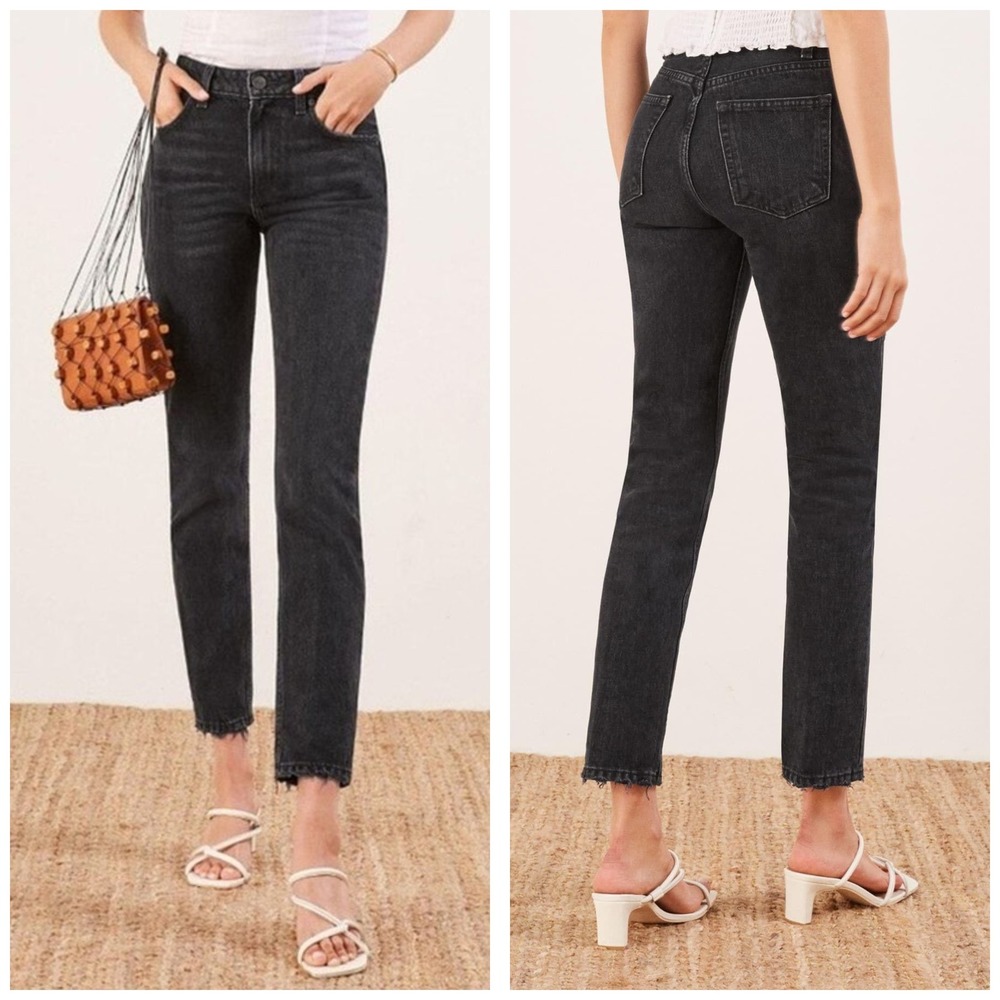 Reformation Julia High Waist Cigarette  Jeans Pacific Wash Black‎ 25